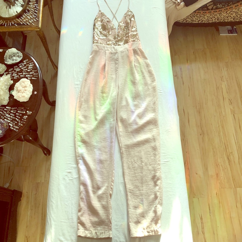 Champagne Beaded Jumpsuit